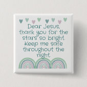 Christelijk Gebed voor kinderen Groen & Roze | Vierkante Button 5,1 Cm (Voorkant)