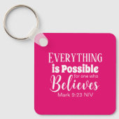 Christelijk Geloof Bijbel Verse Believe Hot Pink Sleutelhanger (Voorkant)