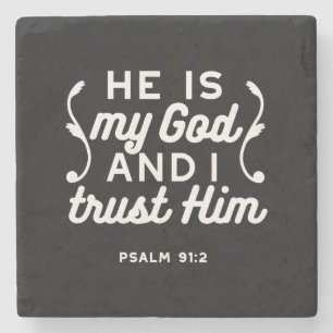 Christelijk geloof citaat – Vertrouw op God Psalm Stenen Onderzetter