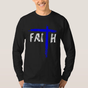 Christelijk Geloof En Kruis Blauwe Lijn Politieage T-shirt