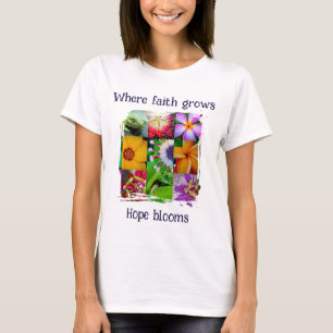 Christelijk Geloof Groeit Bloemcollage Hoop Bloeit T-shirt