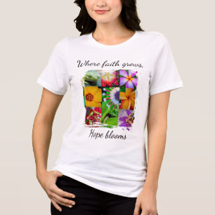 Christelijk geloof groeit Bloemcollage Hoop Bloeit Tri-Blend Shirt