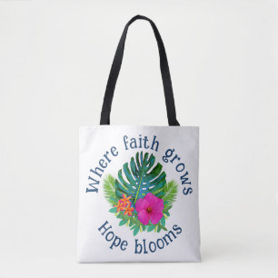 Christelijk geloof groeit hoop bloeit tropische bl draagtas