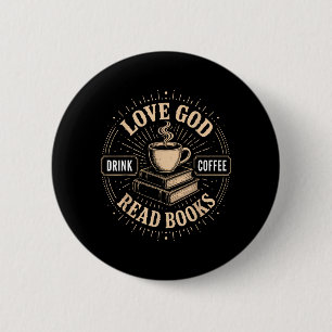 Christelijk Geloof Jezus Boeken Koffie Gelovige Ronde Button 5,7 Cm