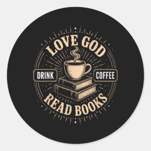 Christelijk Geloof Jezus Boeken Koffie Gelovige Ronde Sticker
