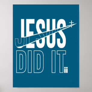Christelijk geloof kruis Jezus deed het Poster