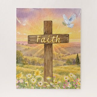 Christelijk Geloof Pastorale Scène Kruis En Duif Legpuzzel