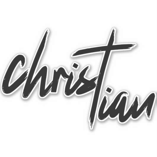 Christelijk Geloof Verticaal Kruis Sticker (Voorkant)