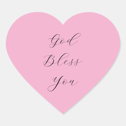 Christelijk ‘God Bless You’ Roze Zwart Script Hart Sticker (Voorkant)