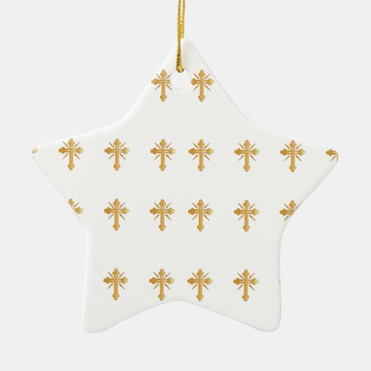 Christelijk Gold Cross Keramisch Ornament (Voorkant)
