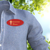 Christelijk Gouden Kruis Ovaal Naam Tag