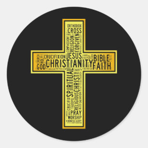 Christelijk goudtekstontwerp ronde sticker