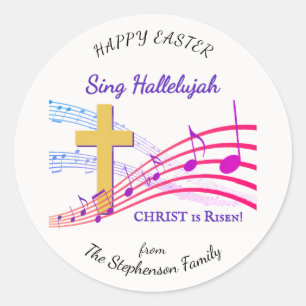 Christelijk HALLELUJA CHRISTUS IS OPGESTAAN Pasen Ronde Sticker