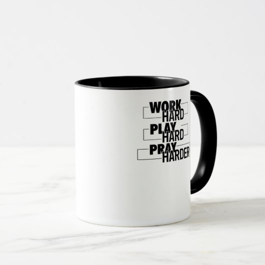 Christelijk, hard werken, zo hard spelen, hard bid mok (Voorkant rechts)