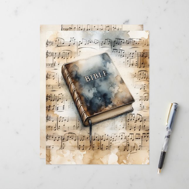 Christelijk Heilige Bijbel  Scrapbook Papier (Voorkant / Achterkant in situ)