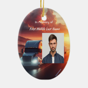 Christelijk herdenkings SemiTruckTractor-aanhangwa Keramisch Ornament