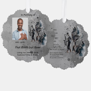 Christelijk herdenkingssouvenir muziek jazzband ornament kaart