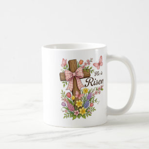 Christelijk- Hij Is Opgewekt Bloemkruis Religieus Koffiemok