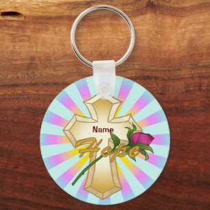 Christelijk Hope Roos Cross Sleutelhanger