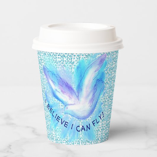 Christelijk I Can Fly Dove paper cup Papieren Bekers (Voorkant)