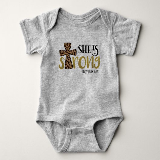 Christelijk is zij een sterk bijbelvers Spreuken 3 Romper (Voorkant)