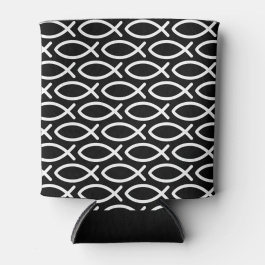 Christelijk Jezus Fish Pattern Black Blikjeskoeler (Voorkant)