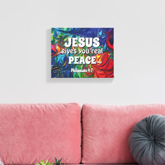 CHRISTELIJK JEZUS GEEFT JE ECHT RUST INSPIREREND CANVAS AFDRUK (Insitu (Woonkamer))