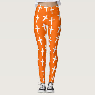 Christelijk Jezus kruis oranje patroon Leggings