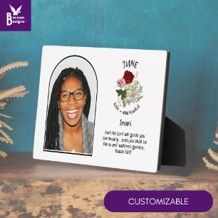 Christelijk JUNI Geboortemaand Bloem NAAM FOTO Fotoplaat