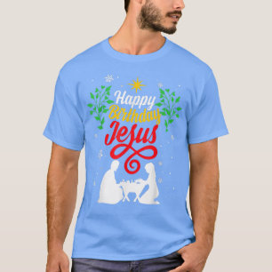 Christelijk kerstfeest Happy Birthday Jesus Outfit T-shirt