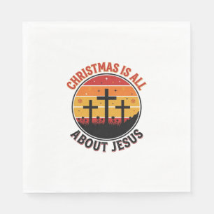 Christelijk Kerstmis Jezus Zonsondergang Kruis T-S Servet