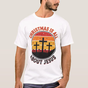 Christelijk Kerstmis Jezus Zonsondergang Kruis T-S T-shirt