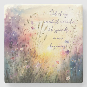 Christelijk Kleurrijke Wildflower Waterverf Verse Stenen Onderzetter