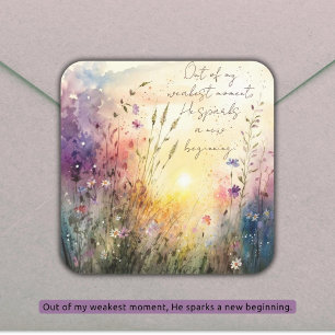 Christelijk Kleurrijke Wildflower Waterverf Verse Vierkante Sticker