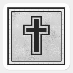 Christelijk kruis 2 vierkante sticker