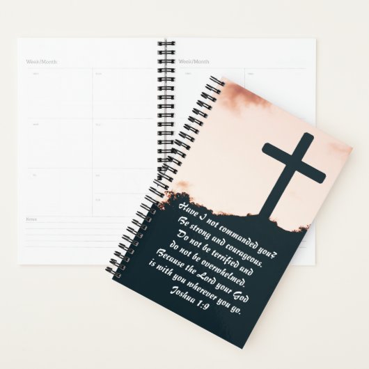 Christelijk kruis aangepaste bijbel vers joshua 1: planner (Display)