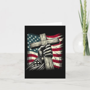 Christelijk Kruis En Amerikaanse Vlag 4 Juli Jezus Kaart