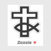 Christelijk kruis en Ichthus vissymbool Sticker (Vel)