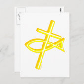 Christelijk kruis en vis briefkaart (Voorkant / Achterkant)