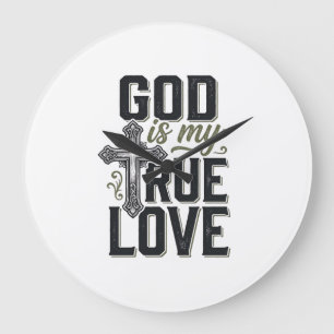 Christelijk Kruis God Is Mijn Ware Liefde Vector Grote Klok