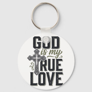Christelijk Kruis God Is Mijn Ware Liefde Vector Sleutelhanger