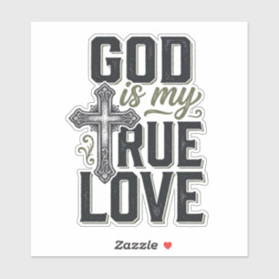 Christelijk Kruis God Is Mijn Ware Liefde Vector Sticker