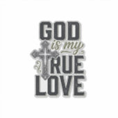 Christelijk Kruis God Is Mijn Ware Liefde Vector Sticker (Voorkant)