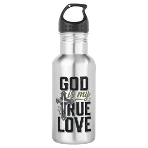 Christelijk Kruis God Is Mijn Ware Liefde Vector Waterfles