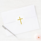 Christelijk kruis goud ronde sticker (Envelop)