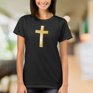 Christelijk kruis gouden symbool t-shirt