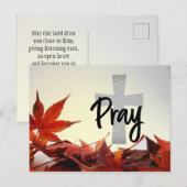 Christelijk kruis, herfst rode bladeren briefkaart (Voorkant / Achterkant)