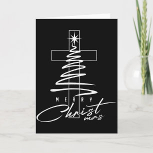 Christelijk Kruis Jezus Prettig Kerstmis Xmas Boom Kaart