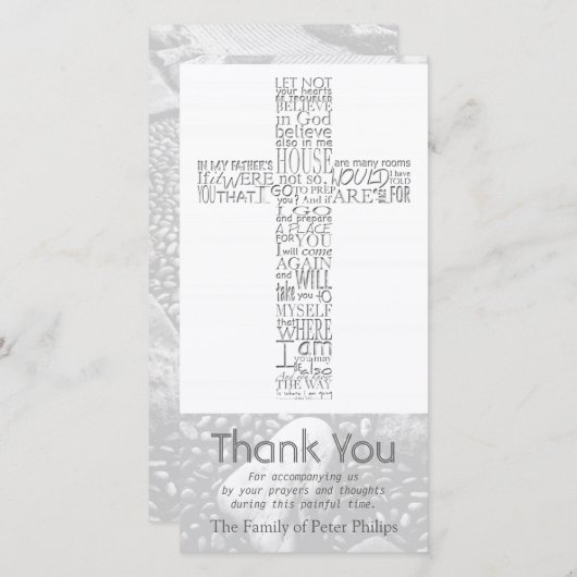 Christelijk Kruis Johannes 14 Sympathie Dank U 3 Bedankkaart (Voorkant / Achterkant)