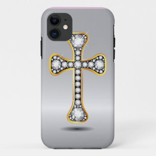 Christelijk kruis met "diamant" stenen iPhone 11 hoesje